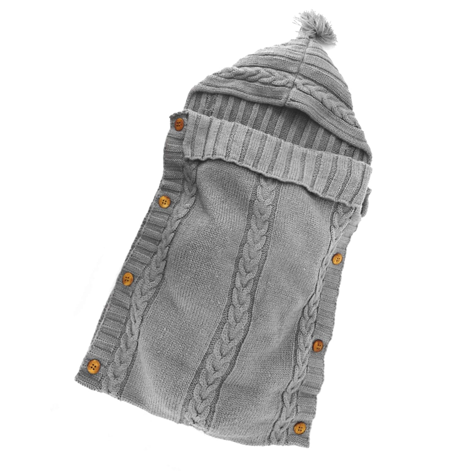 Sac de Couchage Bébé en Tricot Épais pour Nouveau-Né 0-6 Mois - Couverture d'Emmaillotage Laine avec Capuche - Cadeau de Naissance Hiver