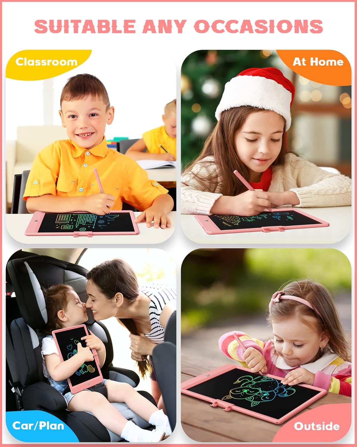 Tableau de Dessin Effaçable de 10 Pouces pour Enfants l Tablette d'Écriture LCD l pour Enfants de 3 à 8 Ans King of Toys
