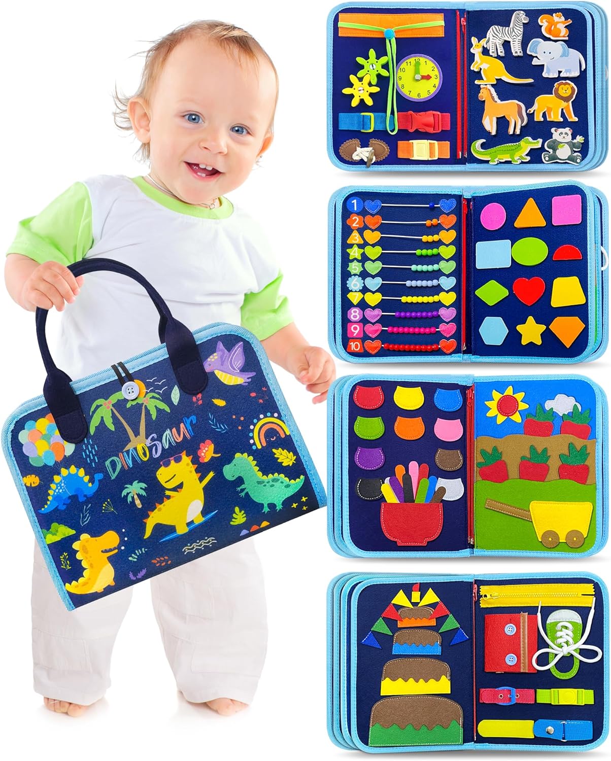 Sac à Jouets Blue Busy Board - Jouets Montessori à partir de 6 mois