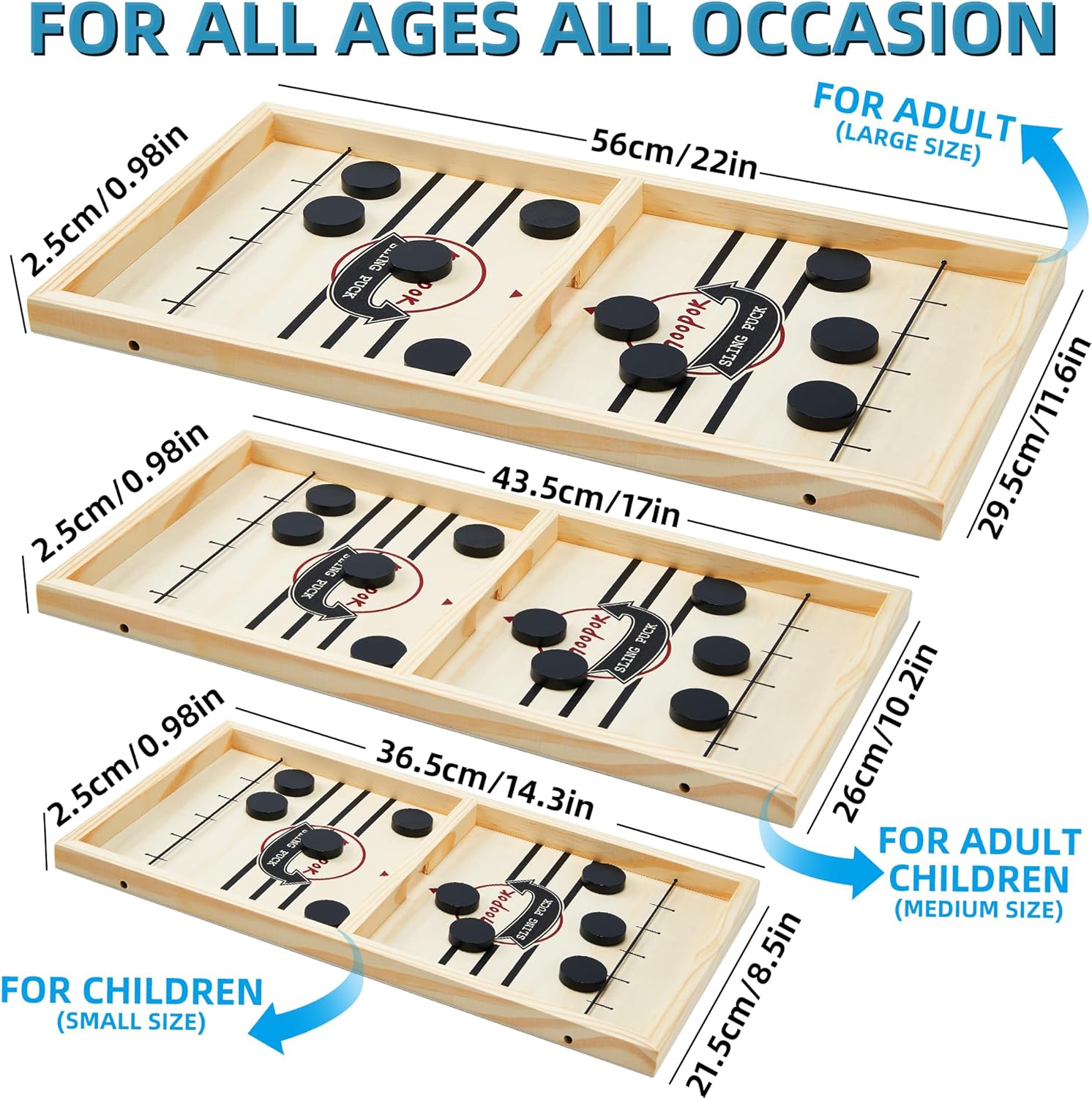 Jeu de Hockey en Bois 2 en 1 | Jeu de Fronde en Bois Activité Intérieure pour Toute la Famille, Enfants et Adultes King of Toys