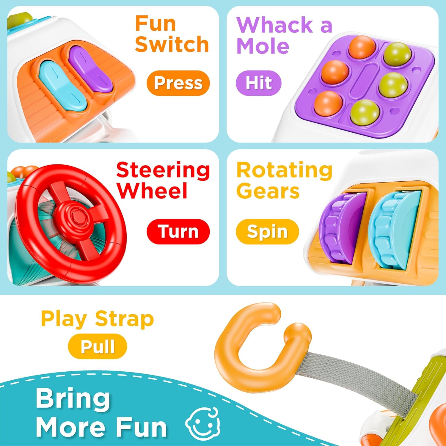 Cube de tableau d'activités bébé 10-en-1 | Jouet sensoriel Montessori de voyage pour tout-petits 6-36 mois | Cadeau d'activités éducatives King of Toys