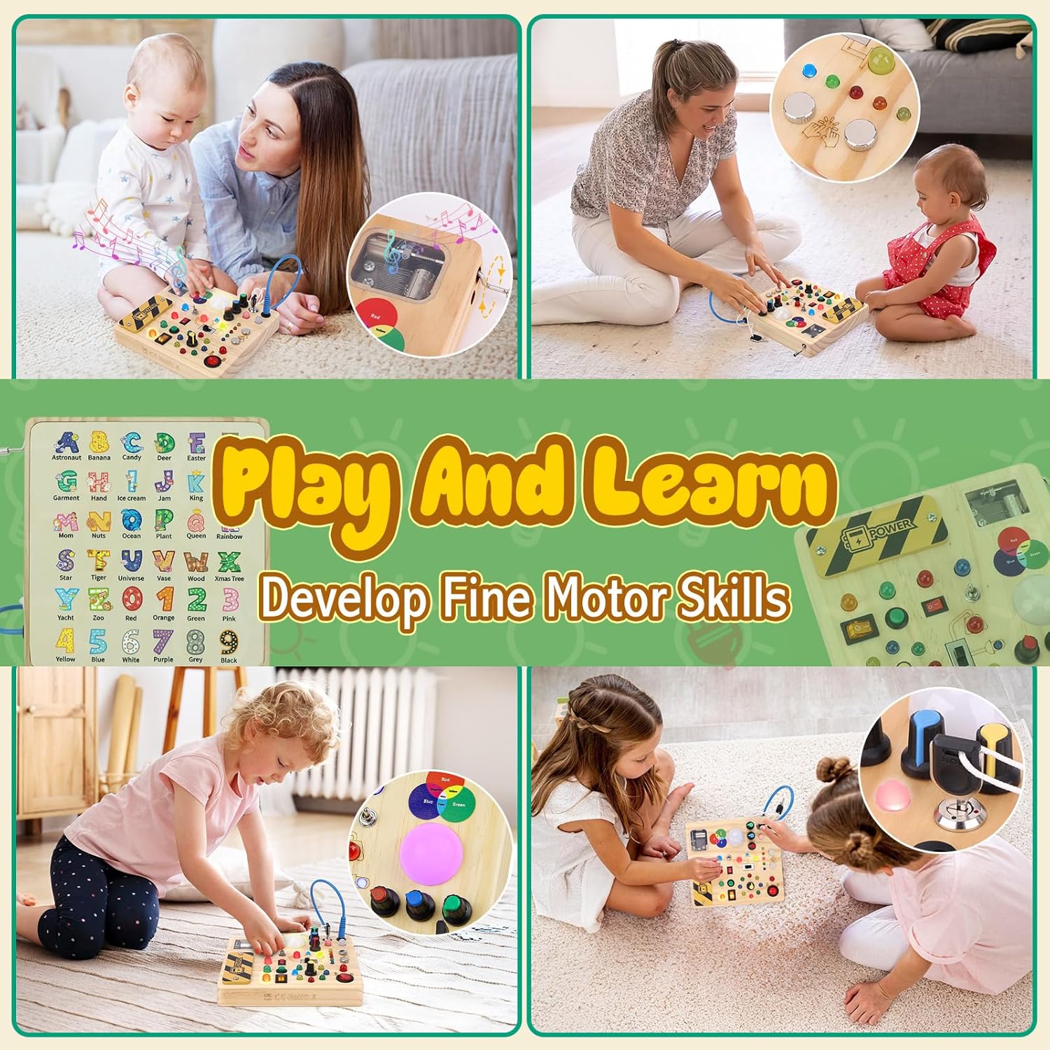 Tableau d'Activités Montessori en Bois | Jouet Sensoriel Éducatif de Voyage pour Enfants de 1 à 3 Ans King of Toys