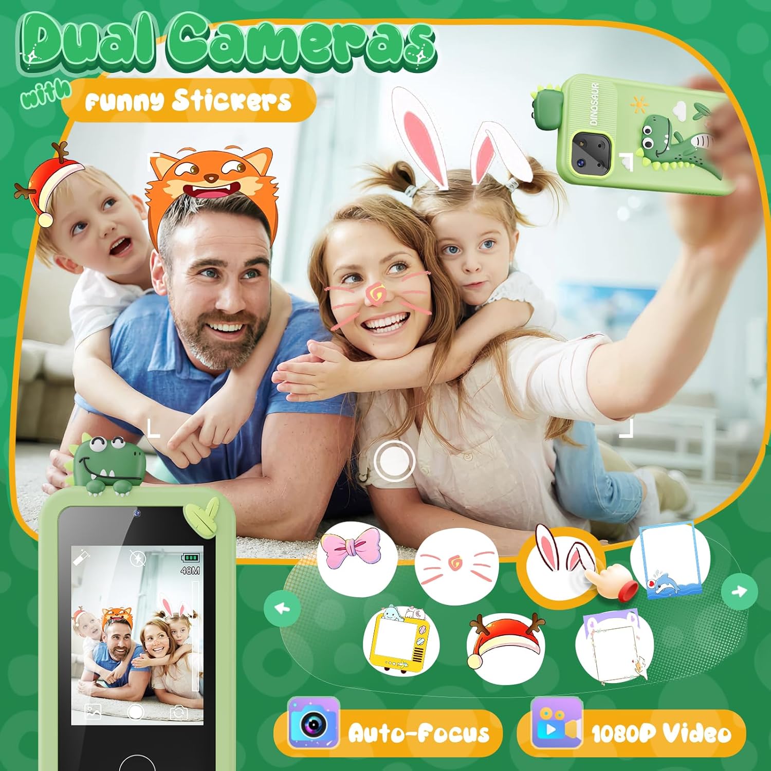 Téléphone Intelligent Dinosaure pour Enfants | Mini Téléphone Jouet avec 16 Jeux Éducatifs et Appareil Photo pour Enfants de 3 à 9 Ans King of Toys