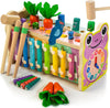 Jouet Montessori en bois avec Xylophone, Pic, Jeu de récolte de carottes, Cadeau d'activités éducatives pour les enfants de 1 à 4 ans. AmtreenOfficial