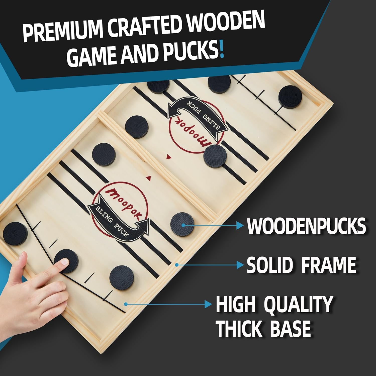 Jeu de Hockey en Bois 2 en 1 | Jeu de Fronde en Bois Activité Intérieure pour Toute la Famille, Enfants et Adultes King of Toys
