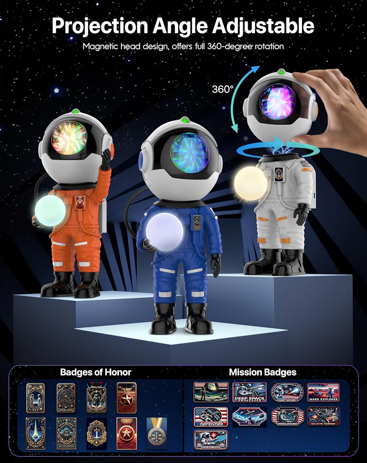 Projecteur Galaxie Astronaute | Veilleuse LED Projecteur d'Étoiles pour Chambre d'Enfants avec Minuterie et Télécommande | Décoration Esthétique de Chambre, Cadeaux pour Adultes et Enfants King of Toys