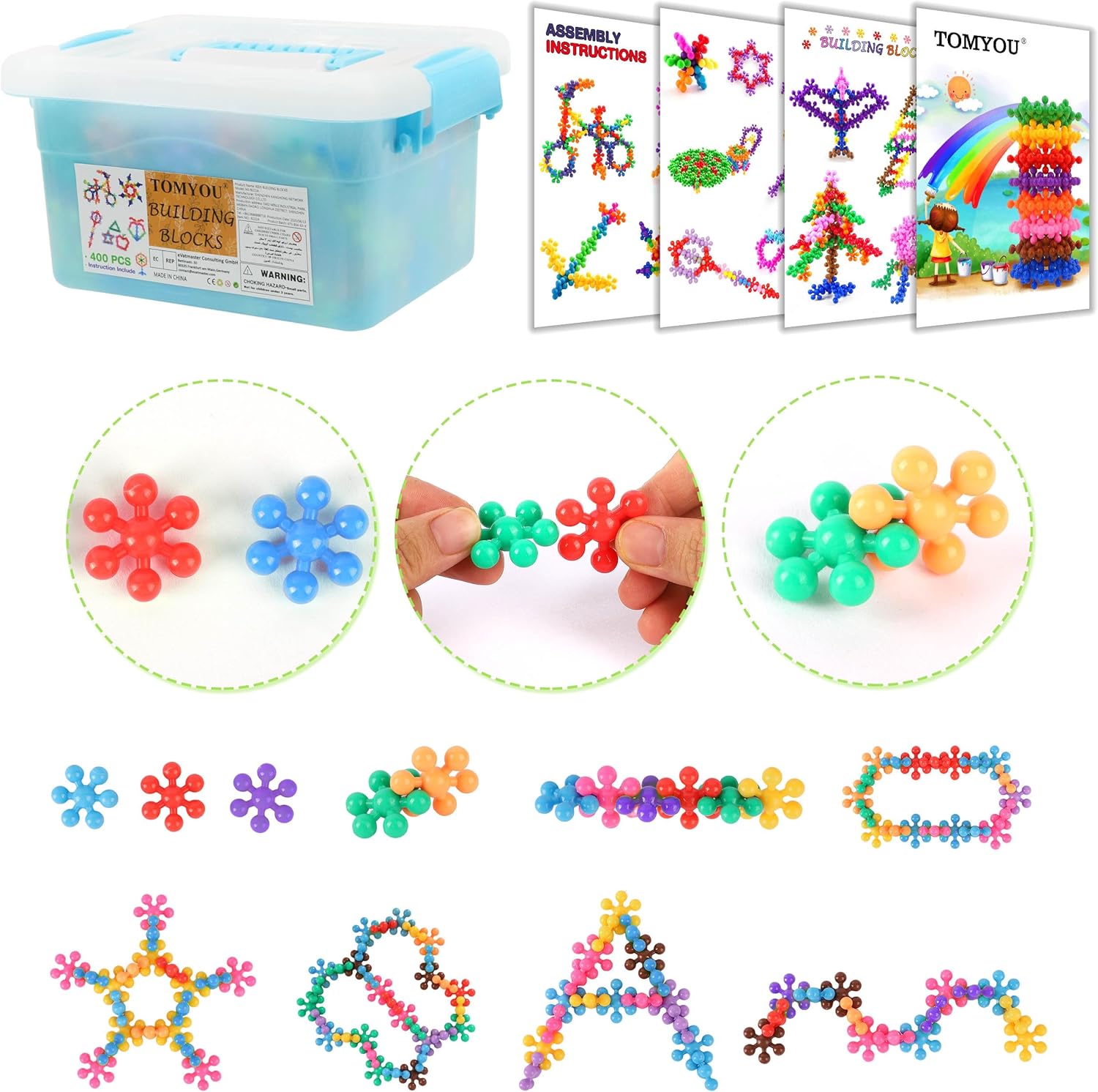 TOMYOU 200 Pieces Building Blocks Kids STEM Toys Educational Discs Sets Interlocking Solid Plastic for Preschool Boys and Girls Aged 3+, Safe Material Creativity King of Toys