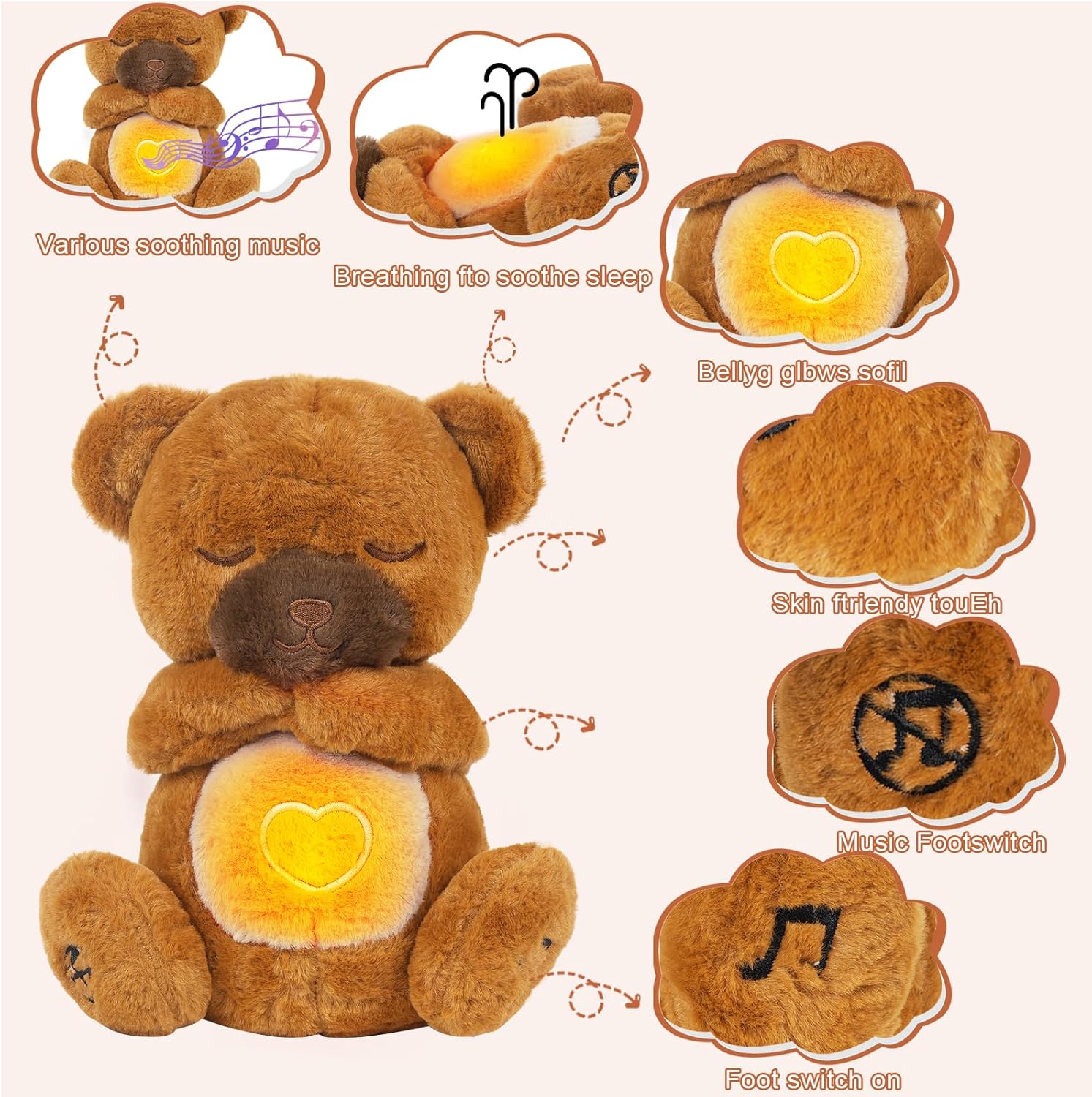 Peluche Chat Respirant | Animal en Peluche Apaisant pour Anxiété | Chat Endormi avec Mouvement Respiratoire & Lumières | Jouet Relaxation pour Enfants & Adultes King of Toys