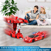 Voiture-robot transformable télécommandée | Voiture de police RC avec transformation à un bouton, lumière clignotante et rotation à 360° pour enfants King of Toys