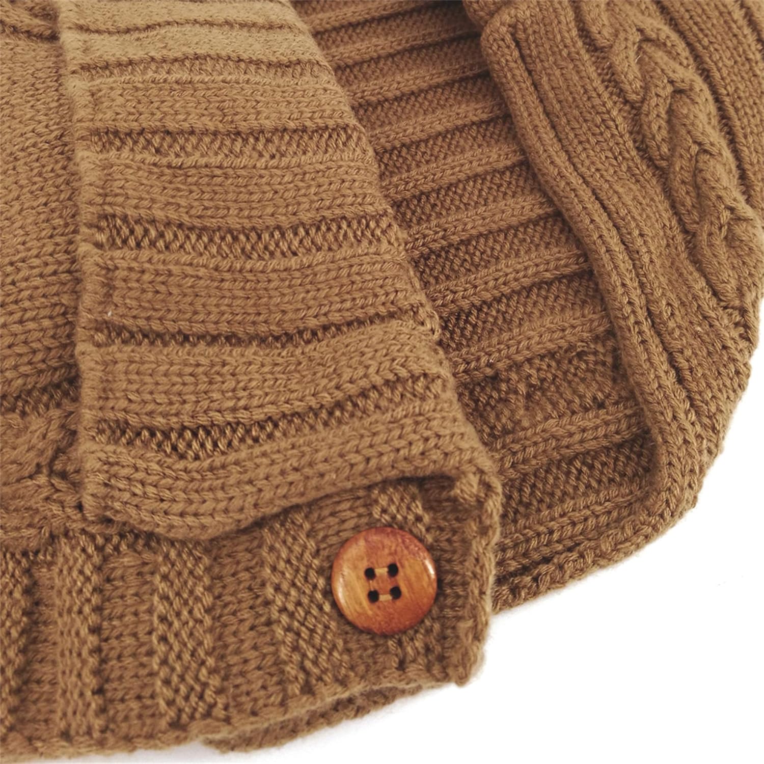 Sac de Couchage Bébé en Tricot Épais pour Nouveau-Né 0-6 Mois - Couverture d'Emmaillotage Laine avec Capuche - Cadeau de Naissance Hiver