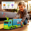 Piste de Course avec Camion Transporteur, Jouet 3 Couches, 8 Voitures de Course Incluses, Cadeau Enfant 3-6 Ans, Jouet Pliable pour Garçons et Filles King of Toys