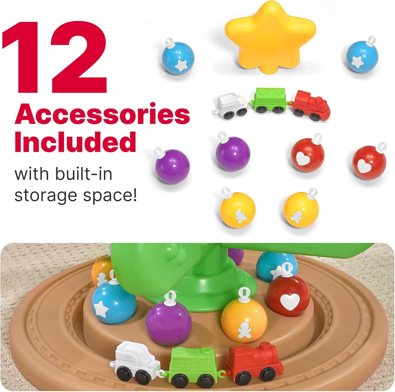 Jouet Sapin de Noël Interactif | Ornements en Plastique Colorés Montessori avec Train pour Tout-Petits de 1+ Ans King of Toys
