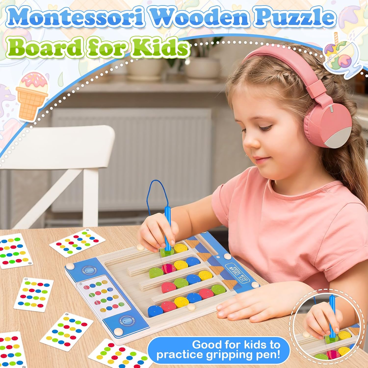 Jeu de Correspondance de Couleurs Magnétique en Bois Montessori pour Enfants 3-7 Ans - Puzzle Labyrinthe Éducatif pour Filles Garçons - Développement de la Logique