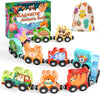 Ensemble de train en bois magnétique avec 11 animaux | Jouets Montessori pour activités d'apprentissage préscolaire des tout-petits King of Toys