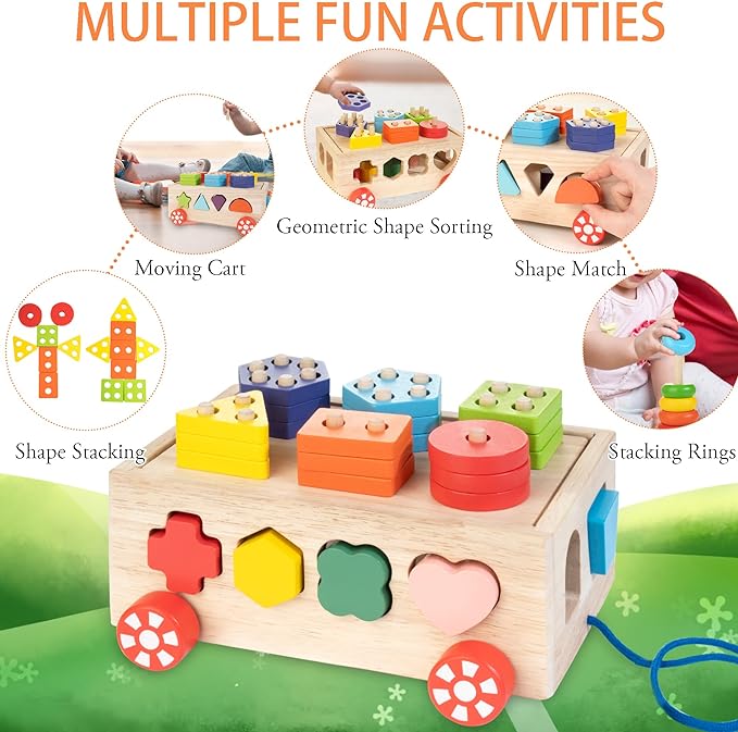 Anneaux de tri et d'empilage des formes pour bébé l Jouets Montessori à partir de 6 mois De Speelgoed Koning