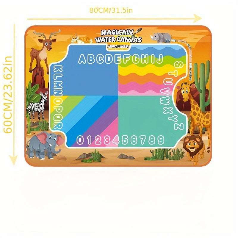 Tapis Magique d'Écriture à l'Eau Réutilisable pour Enfants 3 Ans et Plus - Tapis de Dessin Géant 80x60cm pour Apprentissage des Lettres et des Chiffres - Zéro Gâchis
