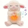Agneau en Peluche Musical & Respirant – 8 Mélodies Douces, Bruit Blanc, Veilleuse & Volume Réglable | Cadeau de Naissance