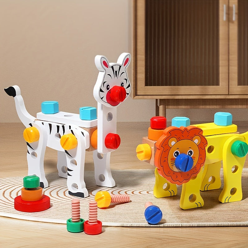 Boîte à Outils en Bois Animaux – Jeu de Construction Éducatif pour Filles & Garçons