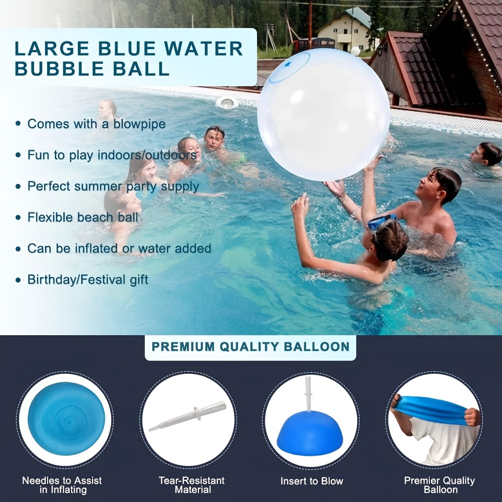 Lot de 3 Balles Géantes à Bulles Gonflables – Balles d’eau en TPE, effet gelée bleue | Jouets aquatiques non électrifiés pour parc aquatique et activités extérieures