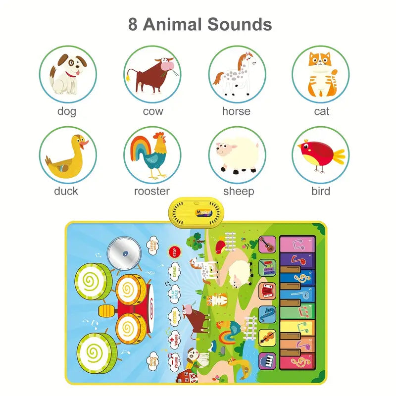 Tapis de jeu musical avec sons d'animaux pour bébés. Clavier piano et batterie pour bébé à partir de 6 mois Speelgoed Koning