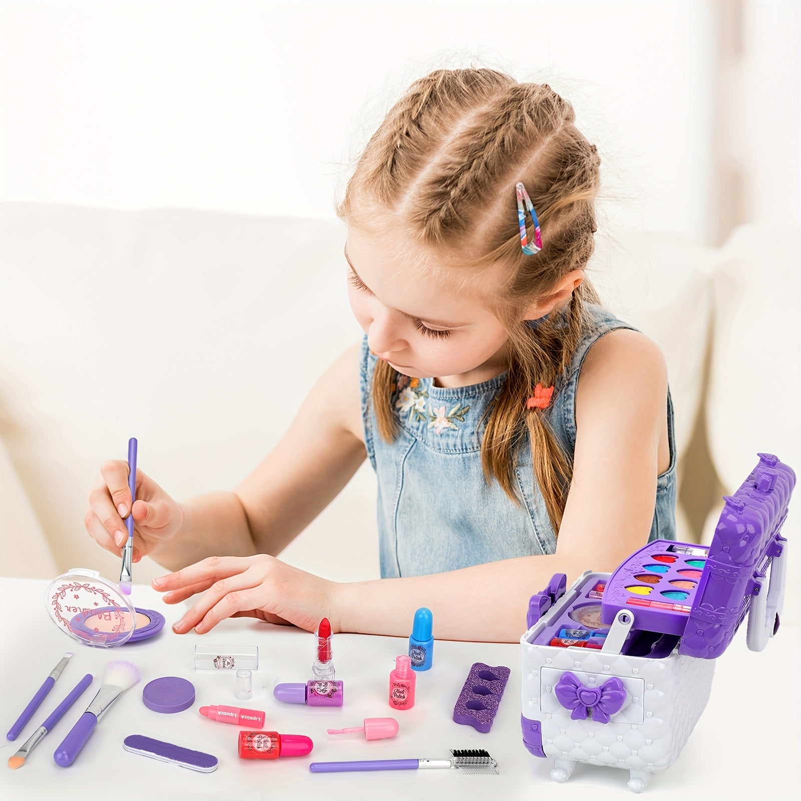 Set de Maquillage 54pcs pour Filles - Maquillage Lavable et Jouet Réaliste - Cadeau Anniversaire, Noël & Halloween King of Toys