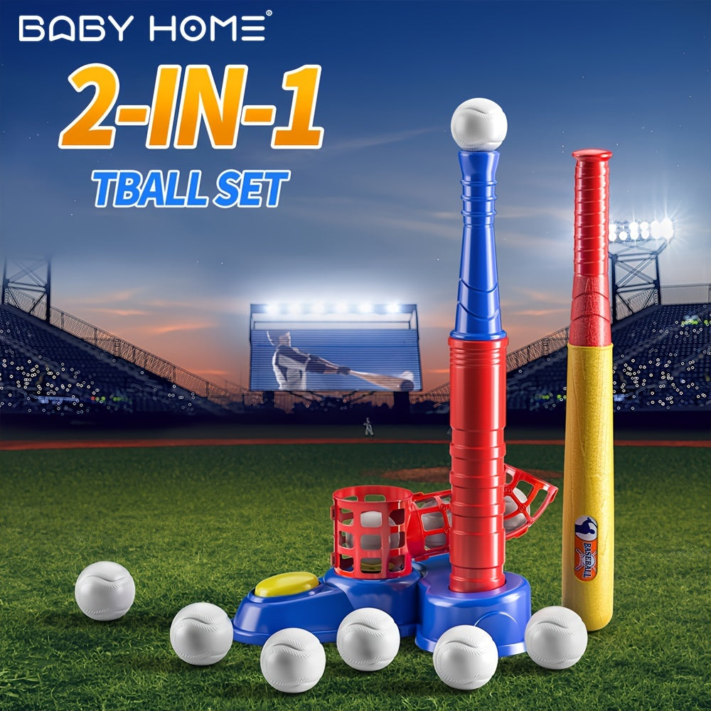 Set de Baseball 2 en 1 avec 10 Balles – Jeu Sportif d’Extérieur pour Enfants, Idée Cadeau Noël & Pâques