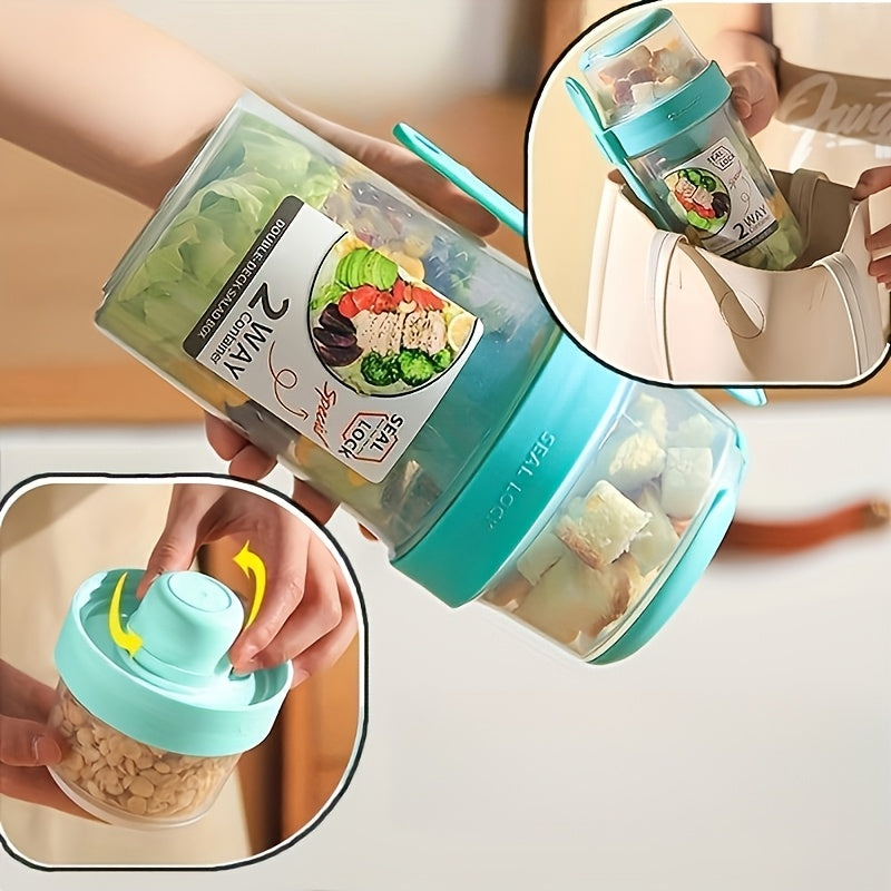 Gobelet Portable 2-en-1 pour Céréales et Salades - Récipient Hermétique pour Yaourt et Granola avec Cuillère - Idéal Déjeuner et Voyage