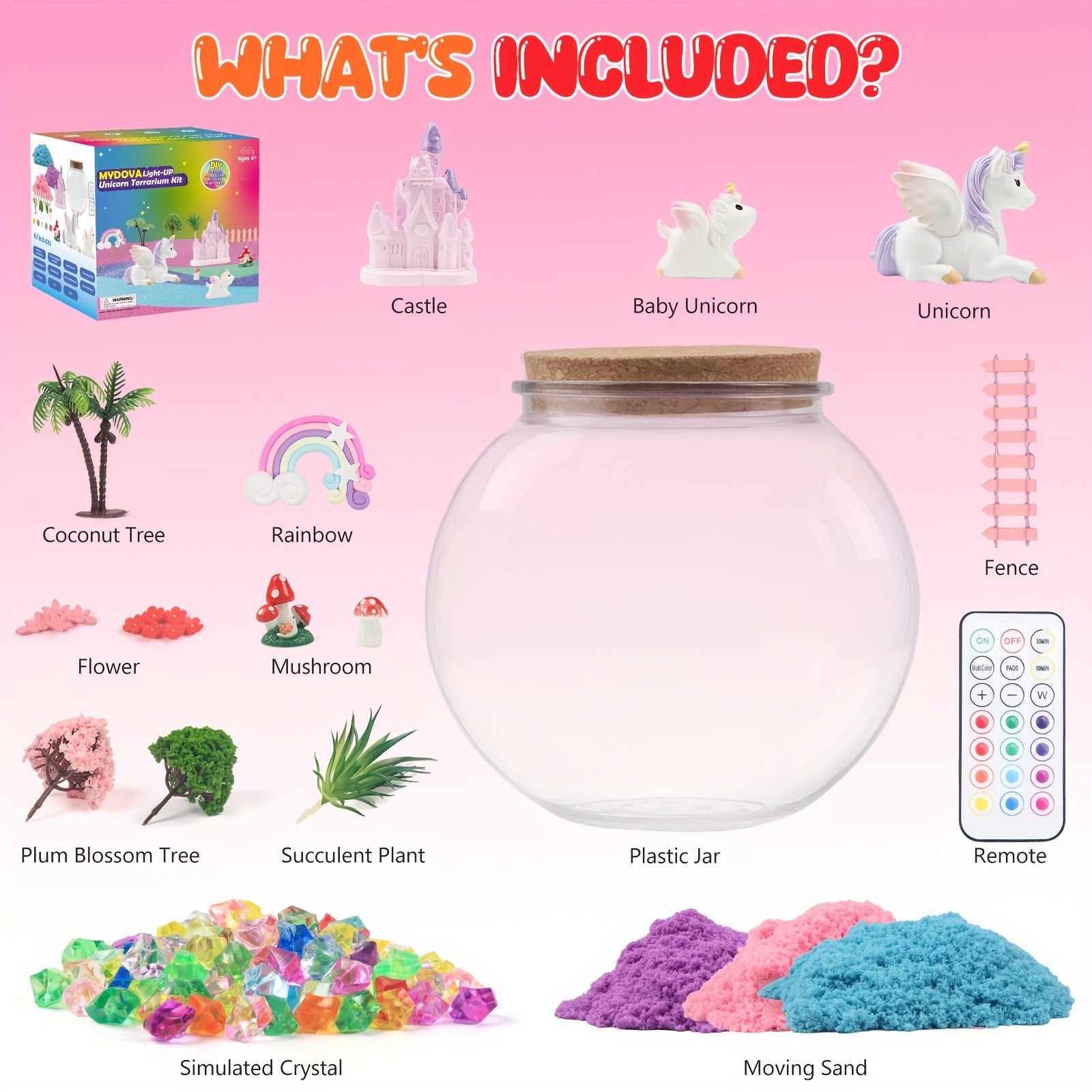 Terrarium Licorne Enchantée - Lampe LED et Jardin Magique DIY, Cadeau pour Enfants de 6 à 12 Ans King of Toys
