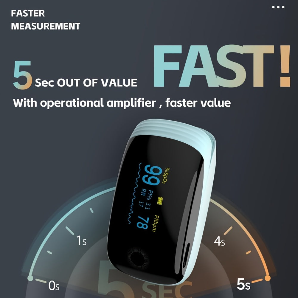 Oxymètre de Pouls à Pince Rechargeable pour Usage Universel - Moniteur de Saturation en Oxygène (SpO2) et Fréquence Cardiaque pour Sport et Maison