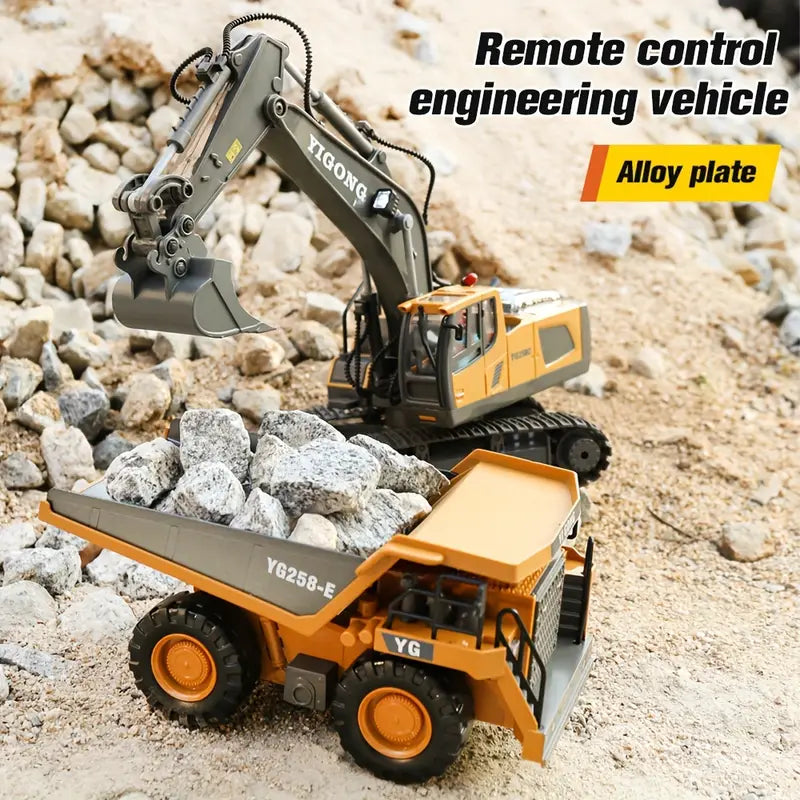 Excavatrice Télécommandée RC avec 11 Fonctions | Camion-Benne 2.4GHz De Speelgoed Koning