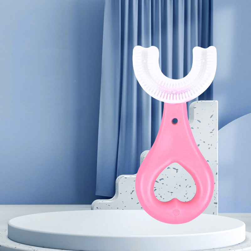 Brosse à dents pour enfants en forme de U - Brosse en silicone à poils souples 360° pour enfants