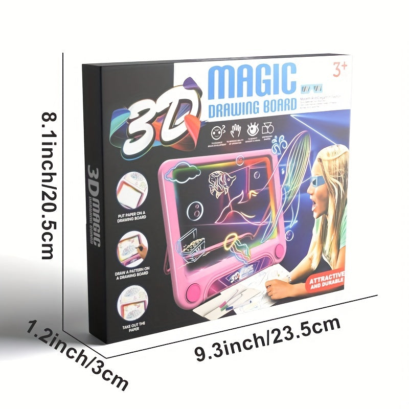 Tableau de dessin 3D pour enfants - Ardoise magique effaçable pour écrire et dessiner, jouet éducatif pour filles et garçons de 3 à 8 ans - Tableau coloré avec lumière LED pour peinture et écriture 3D - Cadeau d'anniversaire parfait ! King of Toys