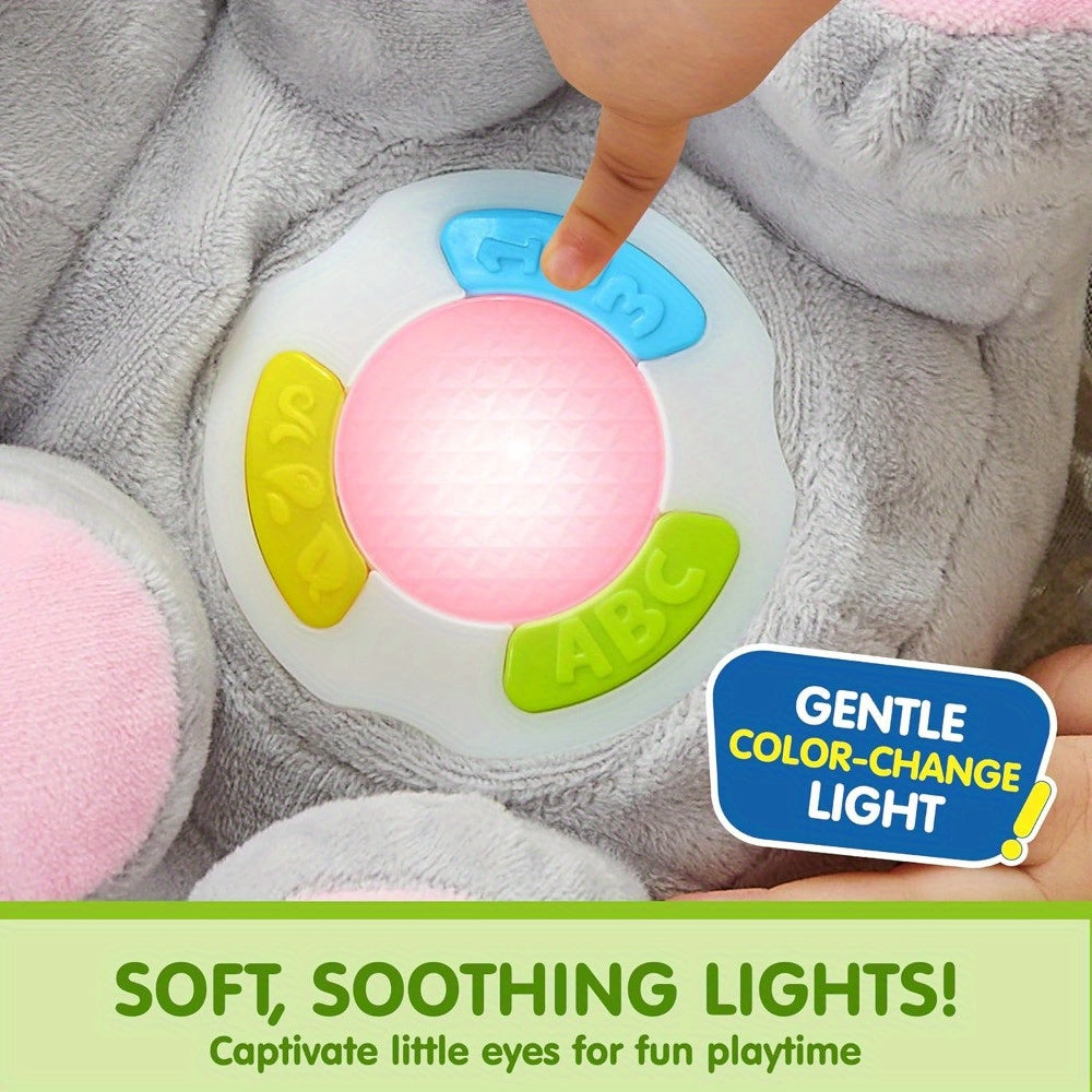 Éléphant Musical en Peluche – Jouet Bébé Interactif avec 12 Chansons, Lumières et Apprentissage | Cadeau Naissance +6 Mois