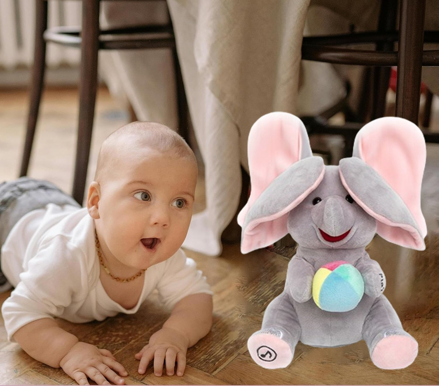 PeekPal Éléphant Musical – Peluche interactive avec sons et fonctions tactiles