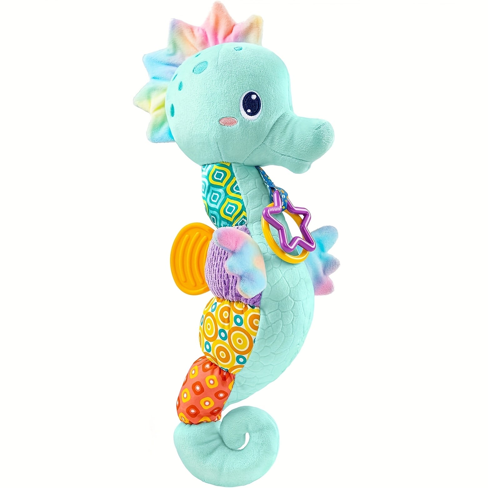 Hippocampe Musical en Peluche pour Bébé - Jouet Sensoriel Doux avec Hochet et Sons Froissés pour Nouveau-Né Fille Garçon - Cadeau de Naissance