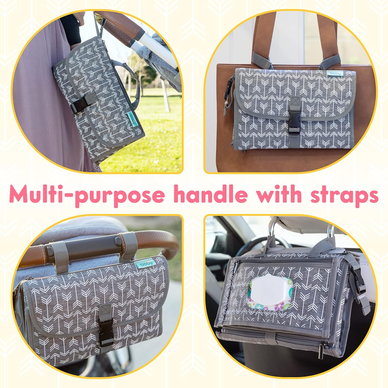 Matelas à Langer Portable Pliable pour Bébé - Kit de Voyage 3-en-1 avec Poches et Tapis à Langer Imperméable pour Nouveau-Né