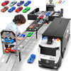 Piste de Course avec Camion Transporteur, Jouet 3 Couches, 8 Voitures de Course Incluses, Cadeau Enfant 3-6 Ans, Jouet Pliable pour Garçons et Filles King of Toys