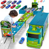 Piste de Course avec Camion Transporteur, Jouet 3 Couches, 8 Voitures de Course Incluses, Cadeau Enfant 3-6 Ans, Jouet Pliable pour Garçons et Filles King of Toys