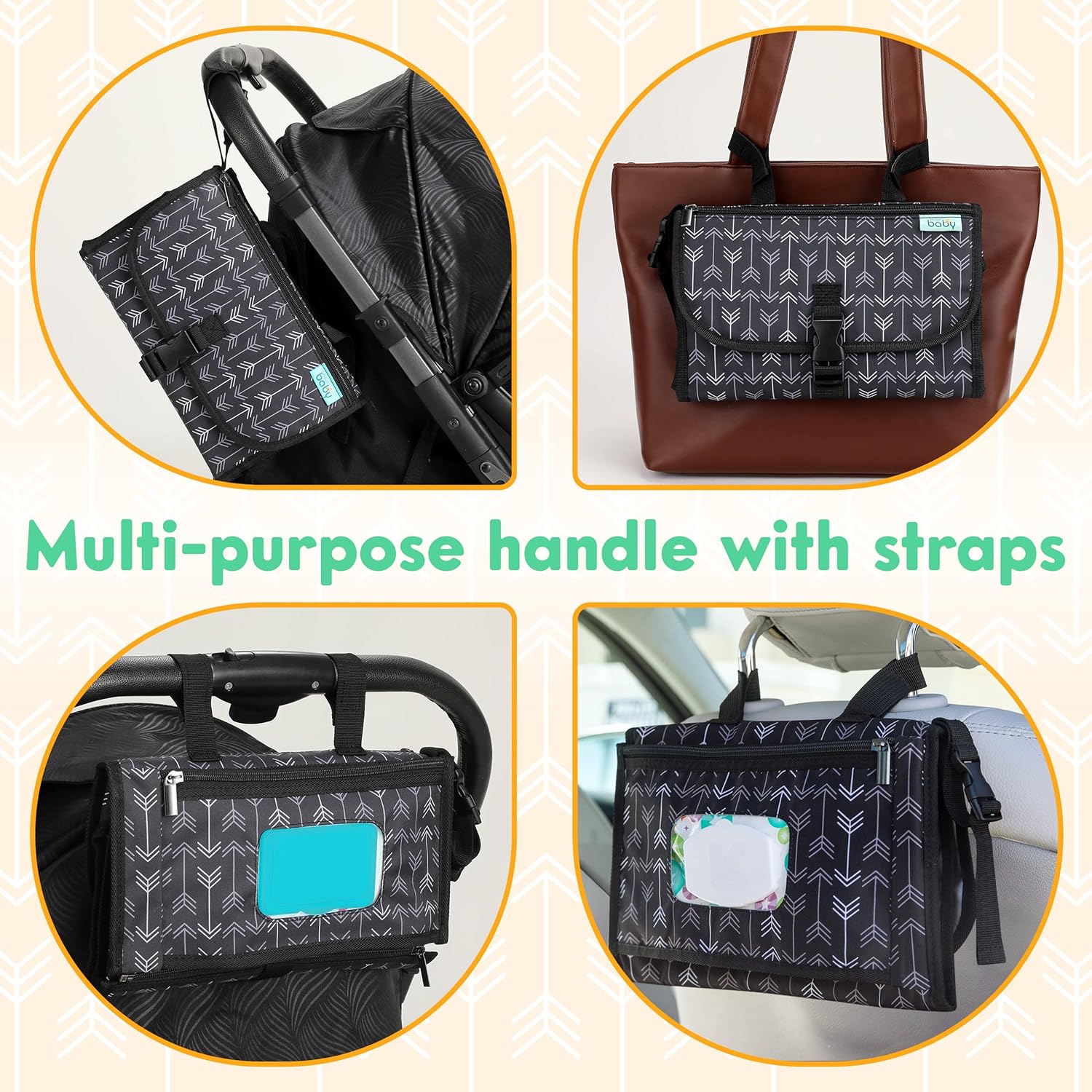 Matelas à Langer Portable Pliable pour Bébé - Kit de Voyage 3-en-1 avec Poches et Tapis à Langer Imperméable pour Nouveau-Né