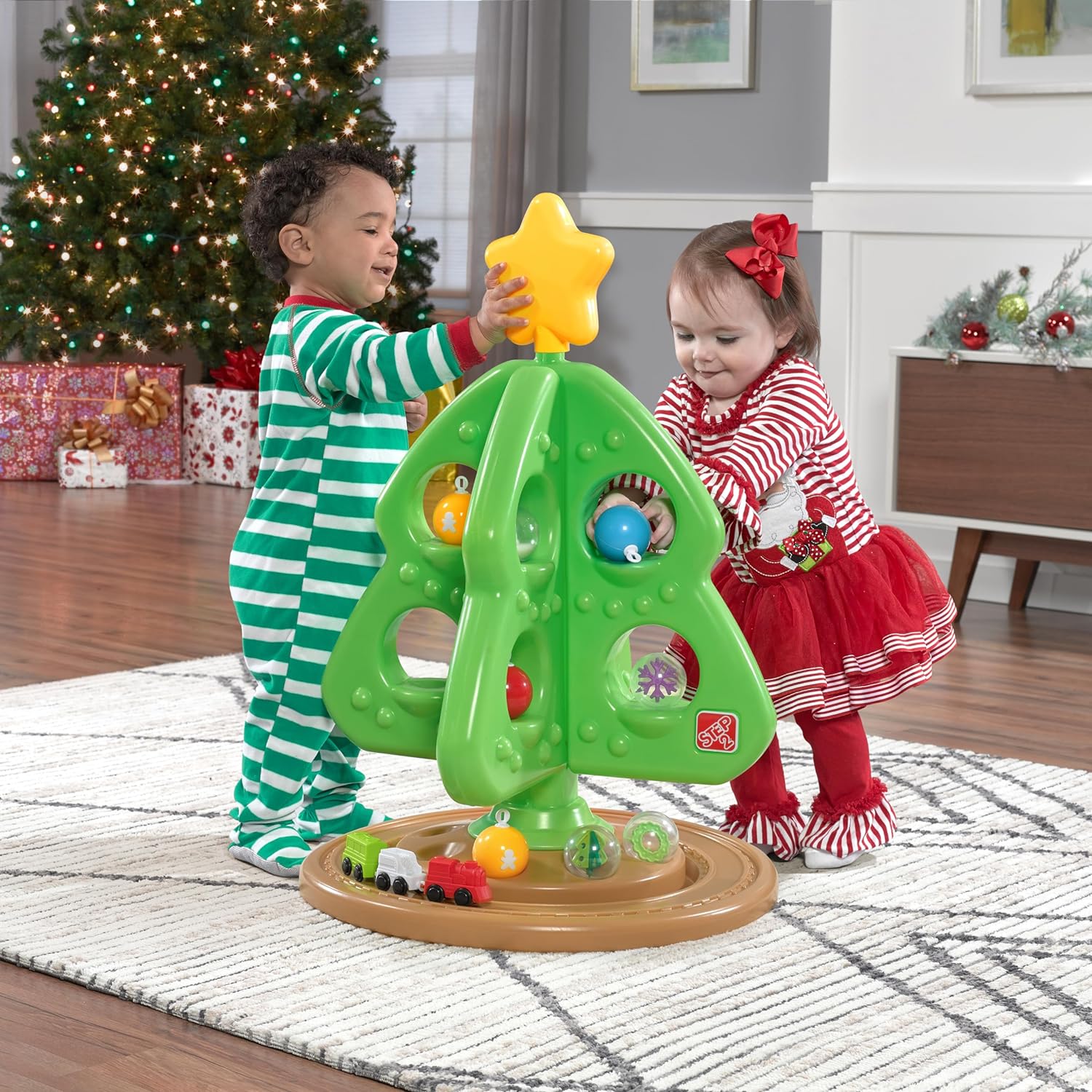 Jouet Sapin de Noël Interactif | Ornements en Plastique Colorés Montessori avec Train pour Tout-Petits de 1+ Ans King of Toys