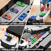 Piste de Course avec Camion Transporteur, Jouet 3 Couches, 8 Voitures de Course Incluses, Cadeau Enfant 3-6 Ans, Jouet Pliable pour Garçons et Filles King of Toys