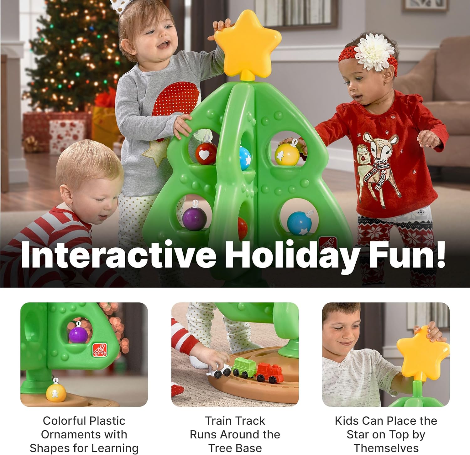 Jouet Sapin de Noël Interactif | Ornements en Plastique Colorés Montessori avec Train pour Tout-Petits de 1+ Ans King of Toys