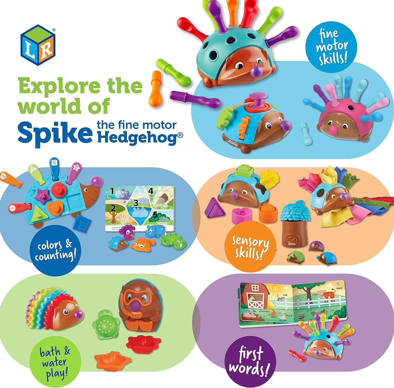 Teaching resources Spike The hedgehog for fine motor skills - Toddler learning toys, toys for fine motor skills and sensory toys for children aged 18+ months LearningResources