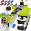 Piste de Course avec Camion Transporteur, Jouet 3 Couches, 8 Voitures de Course Incluses, Cadeau Enfant 3-6 Ans, Jouet Pliable pour Garçons et Filles King of Toys