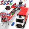 Piste de Course avec Camion Transporteur, Jouet 3 Couches, 8 Voitures de Course Incluses, Cadeau Enfant 3-6 Ans, Jouet Pliable pour Garçons et Filles King of Toys
