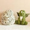 Peluche Dinosaure Tricératops Bébé dans Œuf | Jouet Dinosaur Plush Vert avec Œuf Intérieur | Cadeau Anniversaire, Noël, Halloween, Décoration de Fête King of Toys