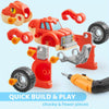 3 Pack Jouets dinosaures à démonter avec perceuse électrique | Jouets de construction transformables, interrupteur bidirectionnel, voitures jouets pour les garçons de plus de 3 ans