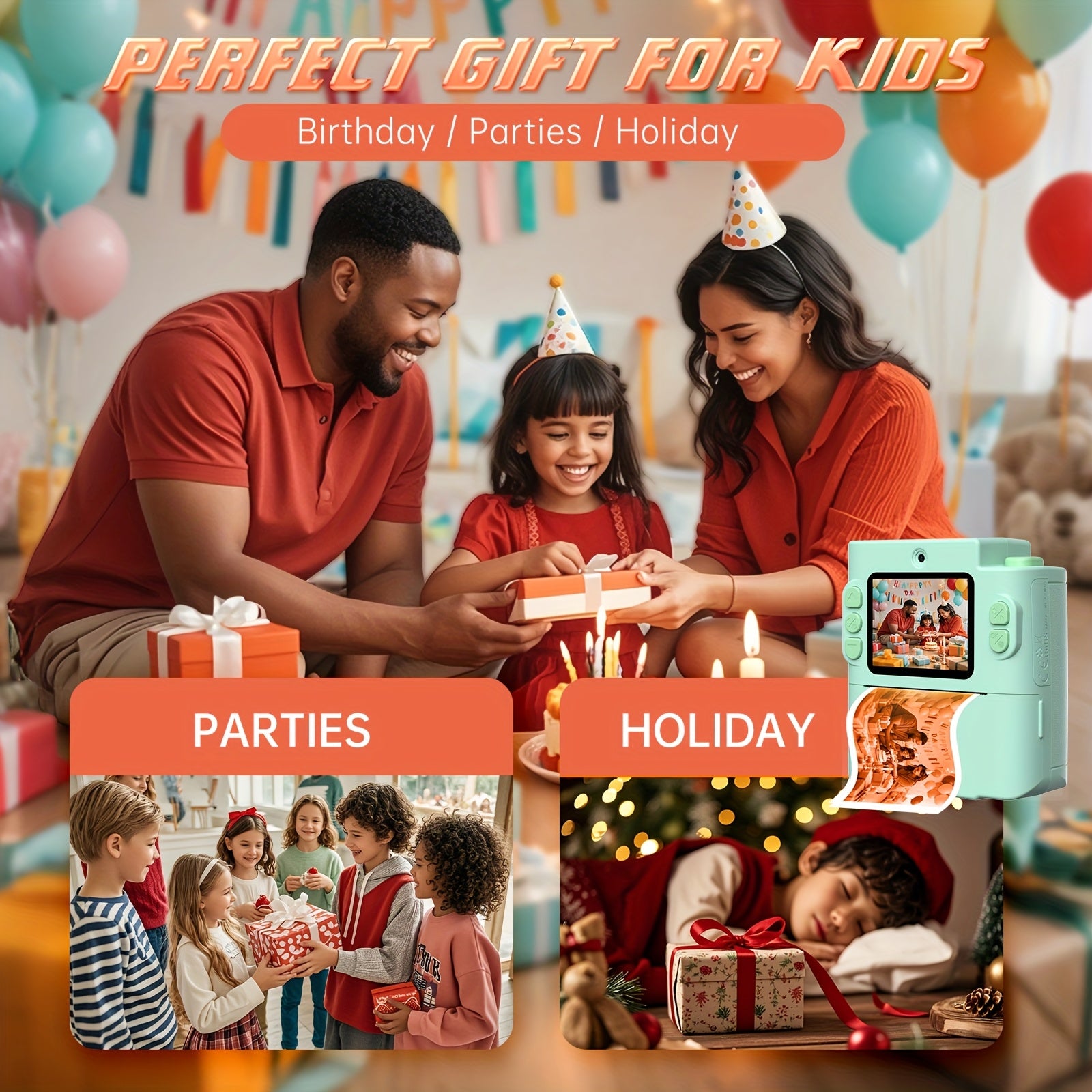 Appareil Photo Instantané Numérique 5-en-1 pour Enfants - Caméra Multifonction avec Vidéo, Musique et Jeux - Cadeau Surprise pour Garçons et Filles