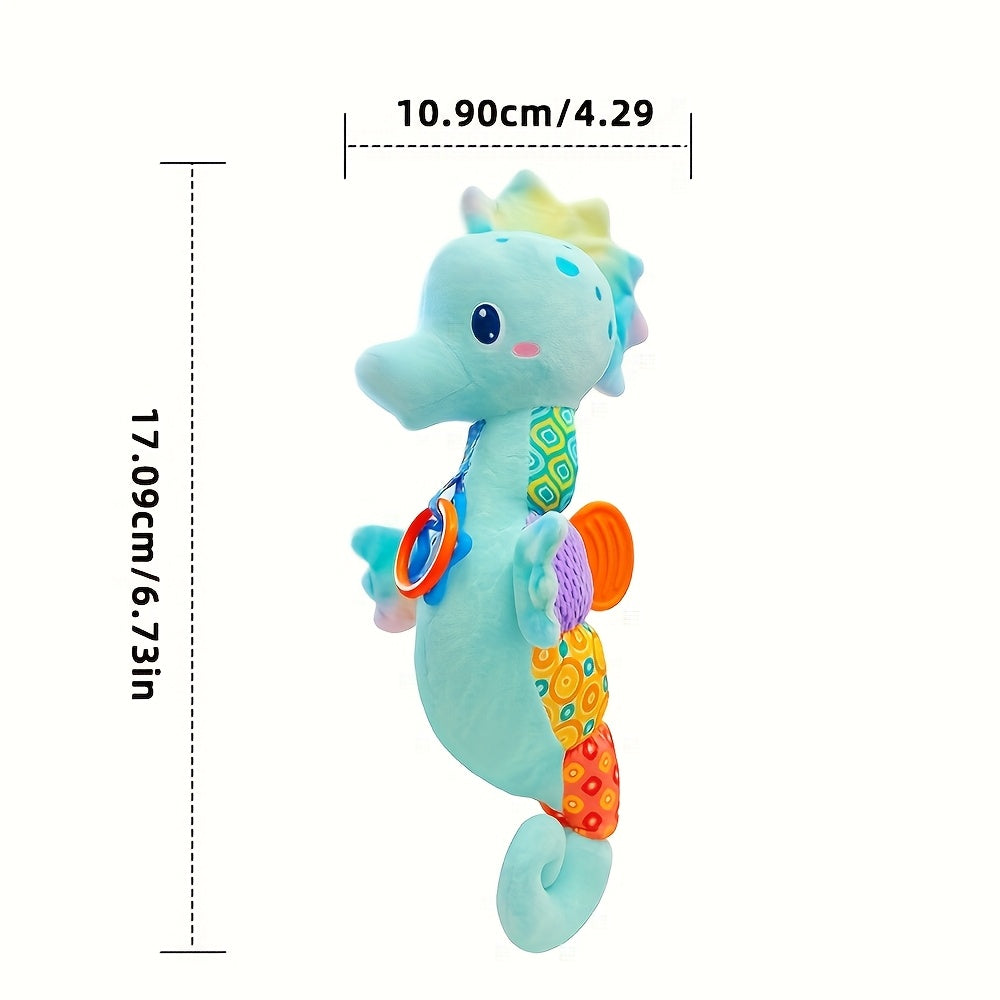 Hippocampe Musical en Peluche pour Bébé - Jouet Sensoriel Doux avec Hochet et Sons Froissés pour Nouveau-Né Fille Garçon - Cadeau de Naissance