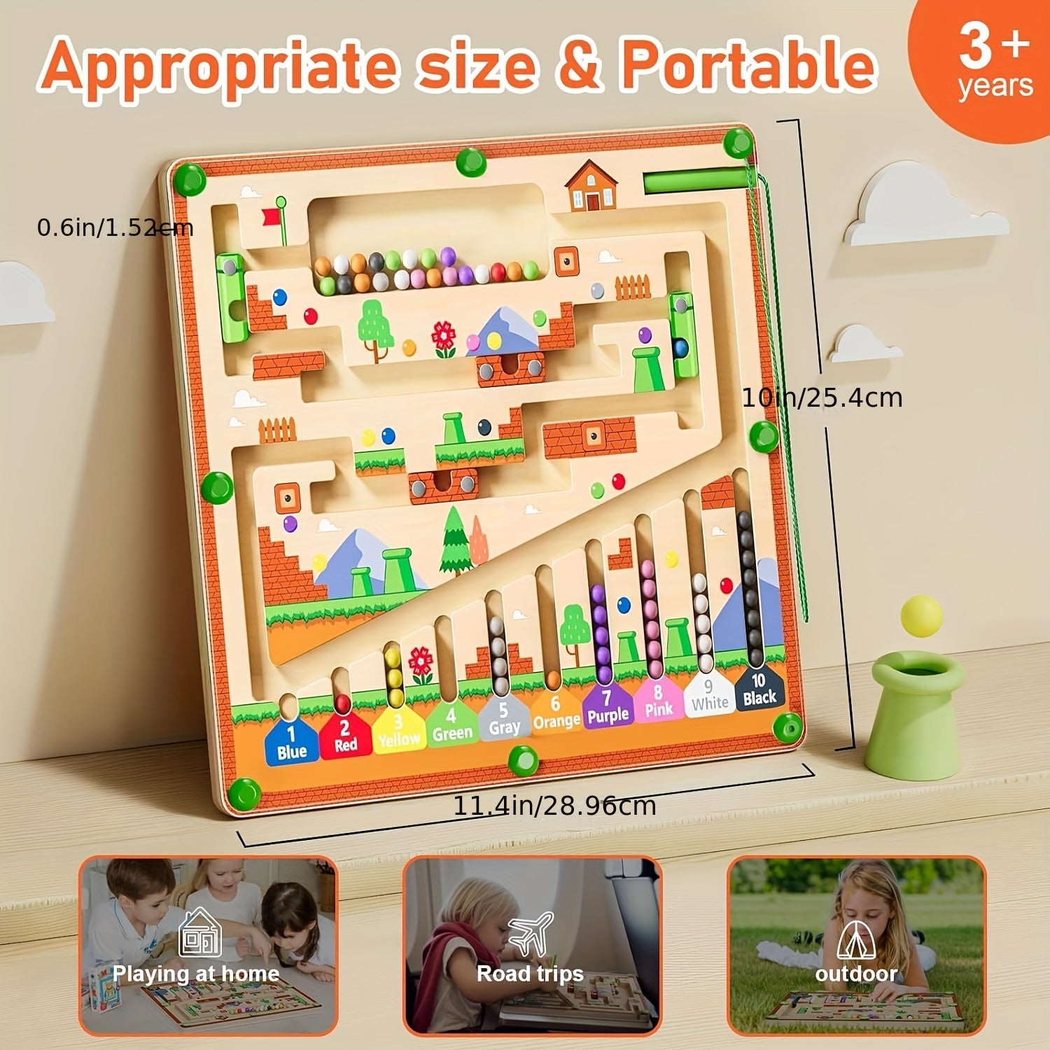 Labyrinthe Magnétique Couleurs & Chiffres – Jouet Montessori Bois 3 Ans et +